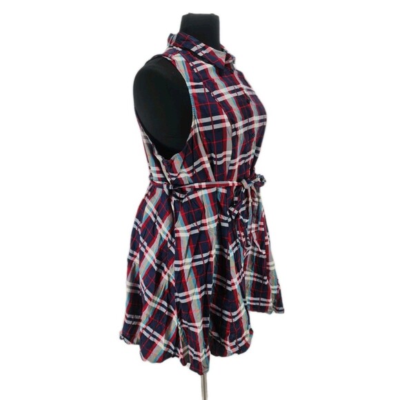 TORRID Women Plus Size 5X Poplin Collared Shirt Dress Plaid Button Up  20NA - Picture 2 of 6